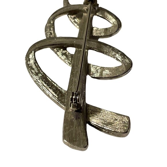 Vintage JJ 1986 Brooch Pin Silver Tone Modernist Swirl Tornado Design Abstract - Picture 4 of 7